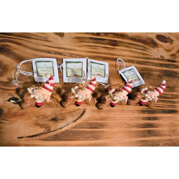 Midwest of Cannon Falls Santa Reindeer Christmas Ornaments Fran Welch Lot Of 4 - Picture 3 of 7